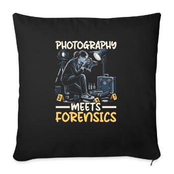 Photographe médico-légal Enquête sur les scènes de crime - Housse de coussin décorative 45 x 45 cm - noir - Devant