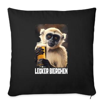 Lecker Bierchen Gibbon - Sofakissenbezug 45 x 45 cm - Schwarz - Vorne