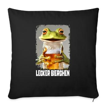 Lecker Bierchen Frosch - Sofakissenbezug 45 x 45 cm - Schwarz - Vorne