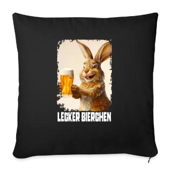 Lecker Bierchen Hase - Sofakissenbezug 45 x 45 cm - Schwarz - Vorne