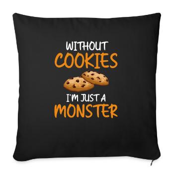 Sans cookies, je ne suis qu’un Monster funny Cookie - Housse de coussin décorative 45 x 45 cm - noir - Devant