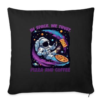 Pizza- und Kaffeebereich - Sofakissenbezug 45 x 45 cm - Schwarz - Vorne