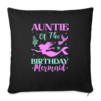 Aunt's Birthday Mermaid Design - Sofa pillowcase 17,3'' x 17,3'' (45 x 45 cm) - black - Front