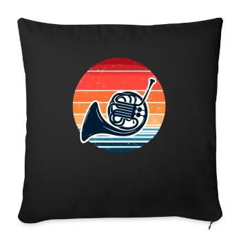Cor français musique fanfare cuivres corniste - Housse de coussin décorative 45 x 45 cm - noir - Devant