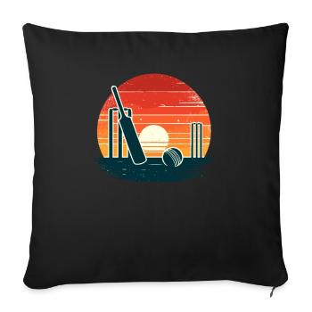 Retro Cricket Bat Cricketer Batsman Bowler - Sofa pillowcase 17,3'' x 17,3'' (45 x 45 cm) - black - Front