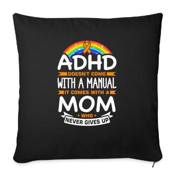 Funny ADHD saying - Sofa pillowcase 17,3'' x 17,3'' (45 x 45 cm) - black - Front