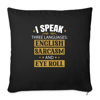 English Sarcasm And Eye Roll Motif - Sofa pillowcase 17,3'' x 17,3'' (45 x 45 cm) - black - Front