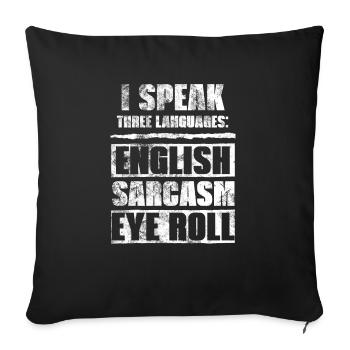 Sarcasme anglais et Motif de roulement des yeux - Housse de coussin décorative 45 x 45 cm - noir - Devant
