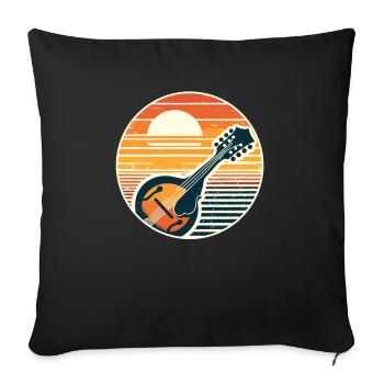 Rétro coucher de soleil mandoline instrument musicien - Housse de coussin décorative 45 x 45 cm - noir - Devant