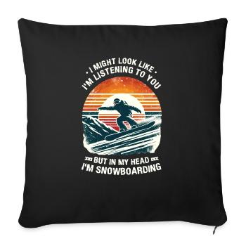 Rétro Snowboard Hiver Snowboard Neige - Housse de coussin décorative 45 x 45 cm - noir - Devant