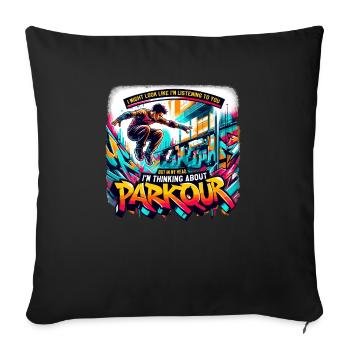 Parkour Course libre Jumping Freerunning - Housse de coussin décorative 45 x 45 cm - noir - Devant
