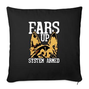 Ears Up System Armed German Shepherd Dog Mom Dad - Sofa pillowcase 17,3'' x 17,3'' (45 x 45 cm) - black - Front