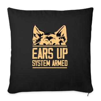 Ears Up System Armed Dog Mom Dad German Shepherd - Sofa pillowcase 17,3'' x 17,3'' (45 x 45 cm) - black - Front