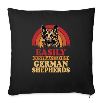 Easily Distracted By German Sheperds Dog Owner Pup - Sofa pillowcase 17,3'' x 17,3'' (45 x 45 cm) - black - Front