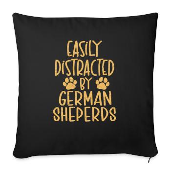 Easily Distracted By German Sheperds Puppy Mom Dad - Sofa pillowcase 17,3'' x 17,3'' (45 x 45 cm) - black - Front