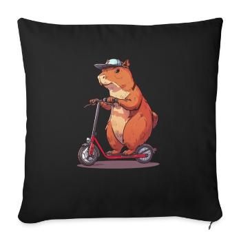 Capybara Scooter - Sofa pillowcase 17,3'' x 17,3'' (45 x 45 cm) - black - Front
