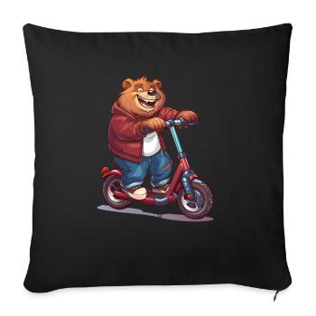 Bear Scooter - Sofa pillowcase 17,3'' x 17,3'' (45 x 45 cm) - black - Front