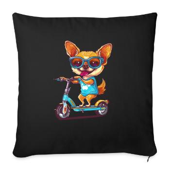 Chihuahua Roller - Sofakissenbezug 45 x 45 cm - Schwarz - Vorne