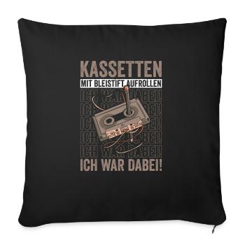 Retro Kassette 80er 90er Jahre - Sofakissenbezug 45 x 45 cm - Schwarz - Vorne