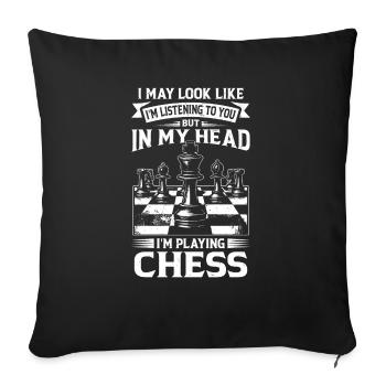Échiquier d’échecs de grand maître pour les joueurs d’échecs - Housse de coussin décorative 45 x 45 cm - noir - Devant