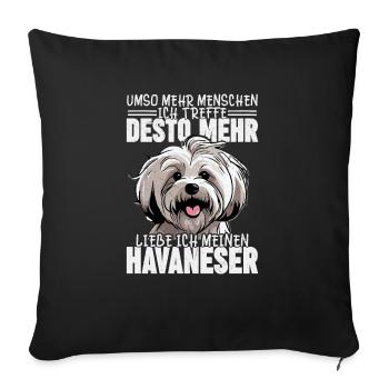 Liebe ich meinen Havaneser Hund Frauchen Hunde Mam - Sofakissenbezug 45 x 45 cm - Schwarz - Vorne