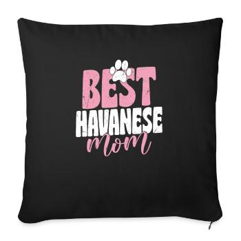 Meilleur Propriétaire de chien Havanais Maman Havaneser - Housse de coussin décorative 45 x 45 cm - noir - Devant