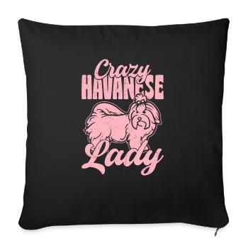 Crazy Havanese Lady Havaneser Maman Propriétaire De Chien - Housse de coussin décorative 45 x 45 cm - noir - Devant