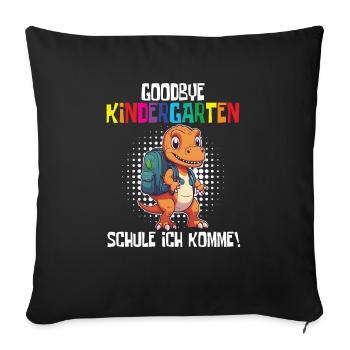 Inscription à l’école Dino Retour à l’école - Housse de coussin décorative 45 x 45 cm - noir - Devant