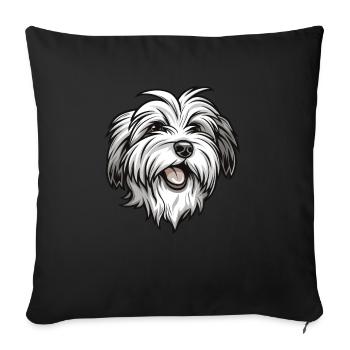 Cotton Dog | Coton de Tulear Cartoon Artwork - Sofa pillowcase 17,3'' x 17,3'' (45 x 45 cm) - black - Front