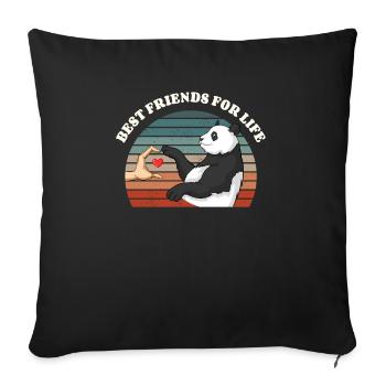 Retro Panda Bear Lover Friend Pandas - Sofa pillowcase 17,3'' x 17,3'' (45 x 45 cm) - black - Front