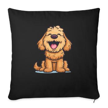 Cockapoo Illustration de dessin animé - Housse de coussin décorative 45 x 45 cm - noir - Devant