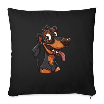 Dachshund | Dachshund | Cartoon Artwork - Sofa pillowcase 17,3'' x 17,3'' (45 x 45 cm) - black - Front