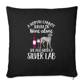 Silver Labrador Retriever Silver Lab - Housse de coussin décorative 45 x 45 cm - noir - Devant