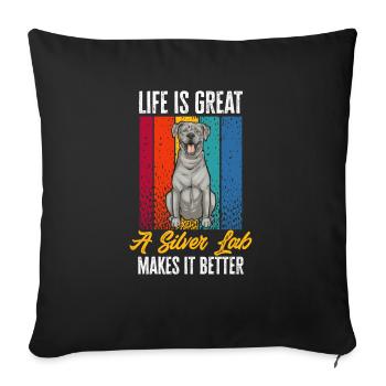 Silver Labrador Retriever Silver Lab - Housse de coussin décorative 45 x 45 cm - noir - Devant