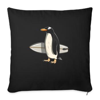 Surfer Penguin Gift Vintage Surfing - Sofa pillowcase 17,3'' x 17,3'' (45 x 45 cm) - black - Front