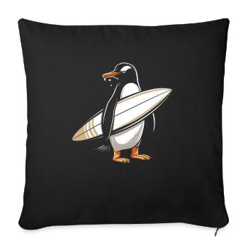 Surfer Penguin Gift Vintage Surfing - Sofa pillowcase 17,3'' x 17,3'' (45 x 45 cm) - black - Front