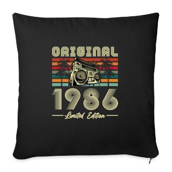 40 Ans 1986 Vintage Rétro Cadeau D'anniversaire - Housse de coussin décorative 45 x 45 cm - noir - Devant