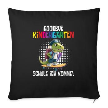Inscription à l’école Dino Retour à l’école - Housse de coussin décorative 45 x 45 cm - noir - Devant