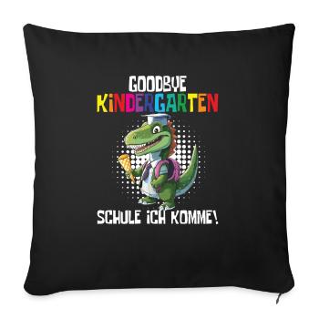 Inscription à l’école Dino Retour à l’école - Housse de coussin décorative 45 x 45 cm - noir - Devant