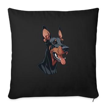Doberman | Cartoon Artwork - Sofakissenbezug 45 x 45 cm - Schwarz - Vorne