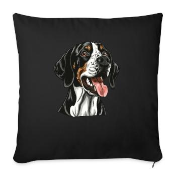 Pointeur anglais | Illustration de dessin animé - Housse de coussin décorative 45 x 45 cm - noir - Devant