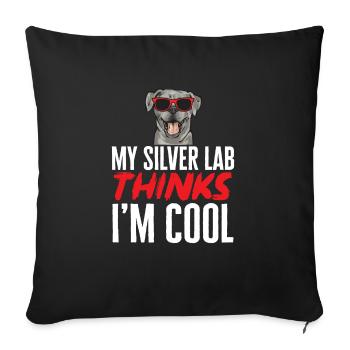 Silberner Labrador Retriever Silberner Lab - Sofakissenbezug 45 x 45 cm - Schwarz - Vorne