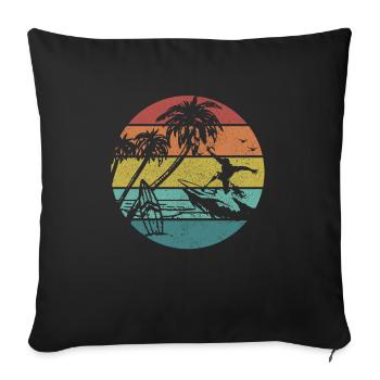 Surfing Vintage Surfer Gift - Sofa pillowcase 17,3'' x 17,3'' (45 x 45 cm) - black - Front