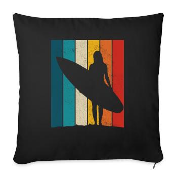 Surfing Vintage Surfer Gift - Sofa pillowcase 17,3'' x 17,3'' (45 x 45 cm) - black - Front