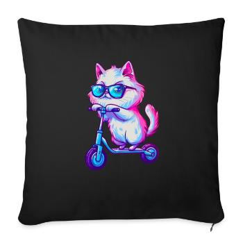 Persian Cat Scooter - Sofa pillowcase 17,3'' x 17,3'' (45 x 45 cm) - black - Front