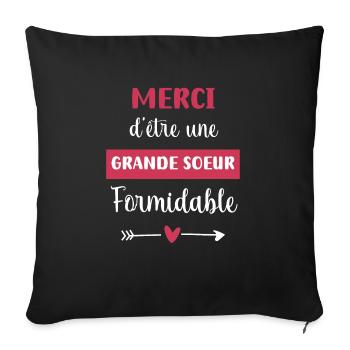 Thank you great big sister - Sofa pillowcase 17,3'' x 17,3'' (45 x 45 cm) - black - Front