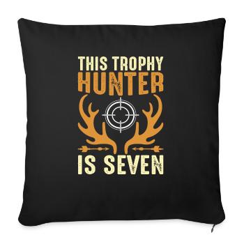 7th Year Hunting Birthday Party for Children, Duck, - Sofa pillowcase 17,3'' x 17,3'' (45 x 45 cm) - black - Front