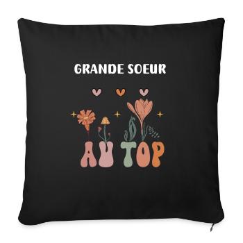 Big sister at the top bohemian flowers - Sofa pillowcase 17,3'' x 17,3'' (45 x 45 cm) - black - Front