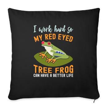 Red-eyed tree frog, rainforest amphibian - Sofa pillowcase 17,3'' x 17,3'' (45 x 45 cm) - black - Front