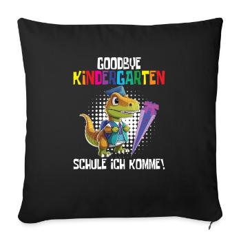 Inscription à l’école Dino Retour à l’école - Housse de coussin décorative 45 x 45 cm - noir - Devant
